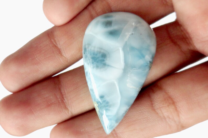 Blue Larimar Pectolite Gemstone Natural Dominican Republic Caribbean Cabochon Jewelry Making Supply Healing Stone Crystal Best Quality 17371