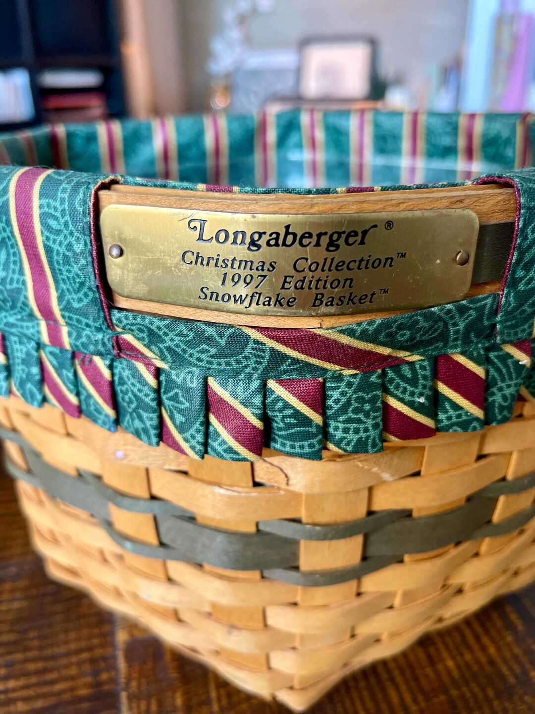 Longaberger Basket 1997 Christmas Snowflake Edition With Fabric
