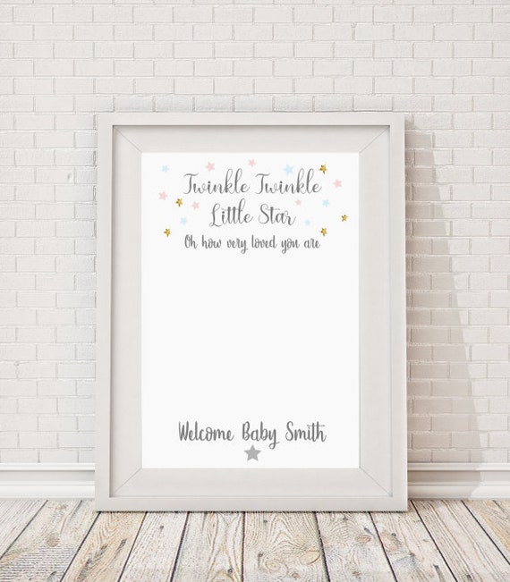 Personalised Shower With Love Baby Shower Fingerprint Gift Poster Print A4 PR59 