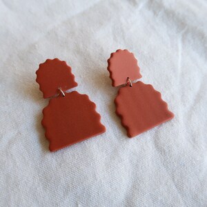 Desert Sky Themed Earrings Polymer Clay Earrings Burnt orange large earrings statement earrings sky blue modern jewelry earrings
