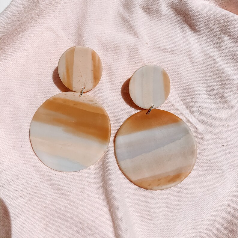 Desert Sky Themed Earrings Polymer Clay Earrings Burnt orange large earrings statement earrings sky blue modern jewelry earrings