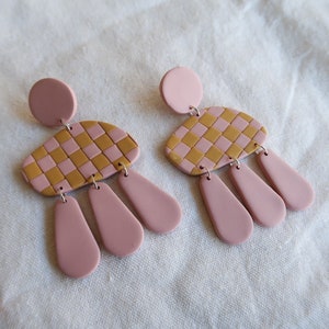Desert Sky Themed Earrings Polymer Clay Earrings Burnt orange large earrings statement earrings sky blue modern jewelry earrings