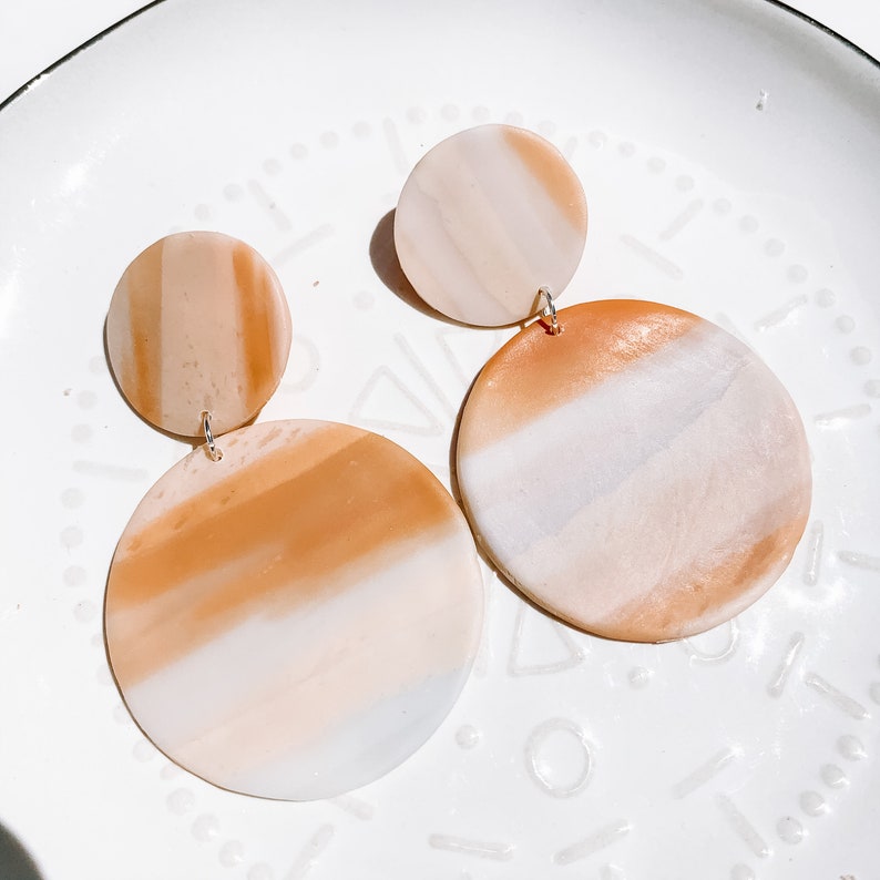 Desert Sky Themed Earrings Polymer Clay Earrings Burnt orange large earrings statement earrings sky blue modern jewelry earrings