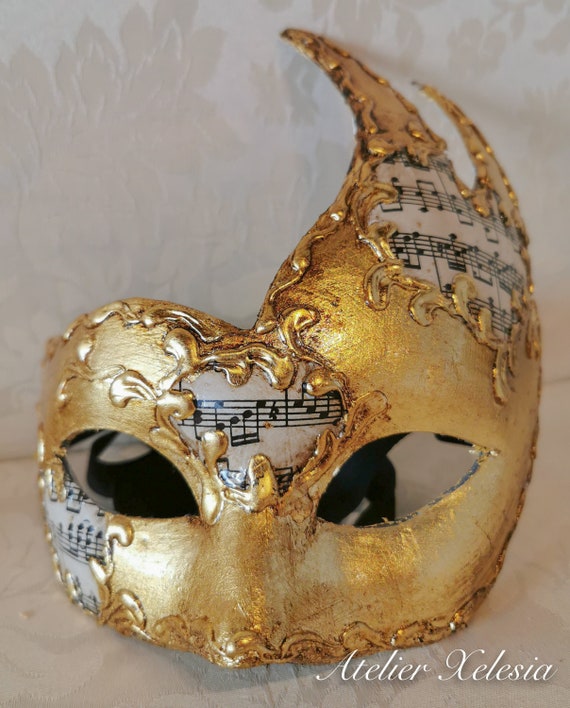 Venetian Papier Mache Mask Colombina Swan Gold Leaf Decoration Etsy