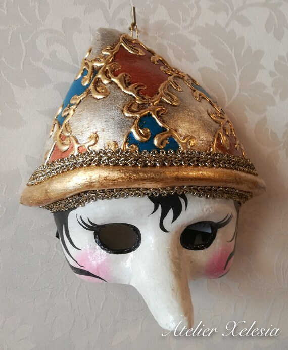 Venetian Papier Mache Mask Pinocchio Chess Decoration Etsy