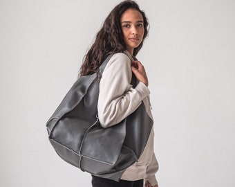 Leather slouchy handbag | Large leather slouchy hobo bag | Leather oversized hobo handbag | Leather shoulder bag | Leather hobo purse