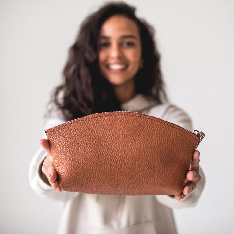 Leather Makeup Bag Etsy