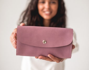 Pochette en cuir personnalisée pour femme ~ Portefeuille en cuir pour femme ~ Portefeuille minimaliste parfait ~ Portefeuille en cuir pour dames ~ Sac à main en cuir