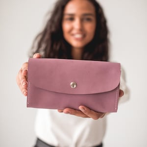 Embrague de cuero personalizado para mujer ~ Cartera de embrague de cuero para mujer ~ Cartera minimalista perfecta ~ Cartera de cuero para mujer ~ Monedero de cuero