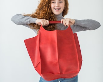 Oversized Leather Tote Bag: Extra Large Hobo Bag