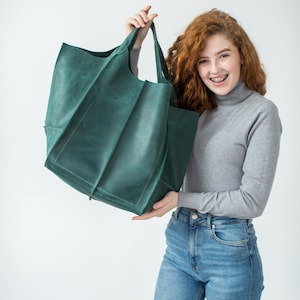 Handmade Cowhide Leather Hobo Bag: Oversized Slouchy Shoulder Bag