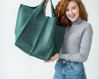 Bolso hobo de piel extragrande para mujer
