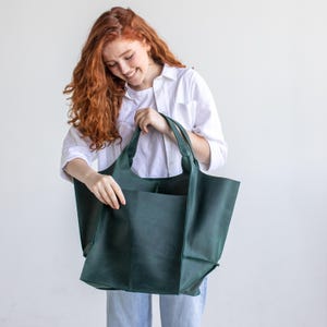 Handmade Leather Slouchy Bag for Everyday Use | Minimalist Hobo Purse Women Men image 17
