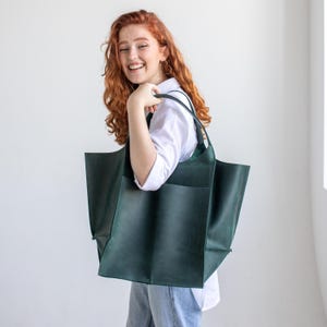 Handmade Leather Slouchy Bag for Everyday Use | Minimalist Hobo Purse Women Men image 14