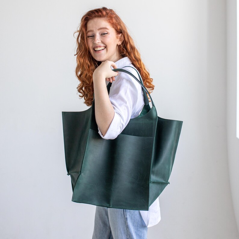 Handmade Leather Slouchy Bag for Everyday Use | Minimalist Hobo Purse Women Men image 14