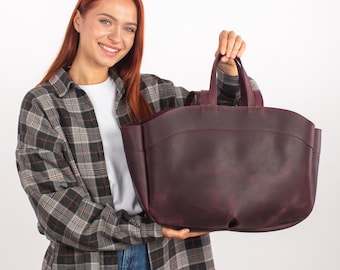 Handmade Full-Grain Leather Tote Bag | Stylish Shoulder Bag