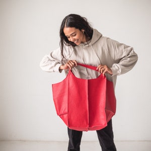 Rote Leder Oversized Tasche ~ Leder Slouchy Tasche ~ Damen Leder Große Schultertasche ~ Leder Handtasche ~ Arbeits Leder Tasche