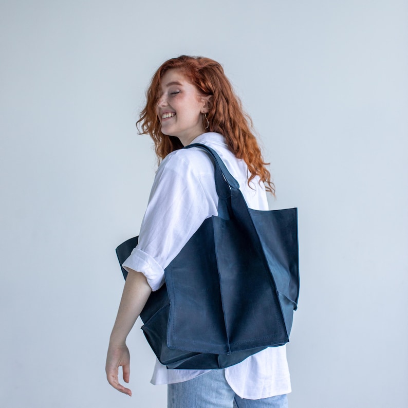 Handmade Leather Slouchy Bag for Everyday Use | Minimalist Hobo Purse Women Men image 20