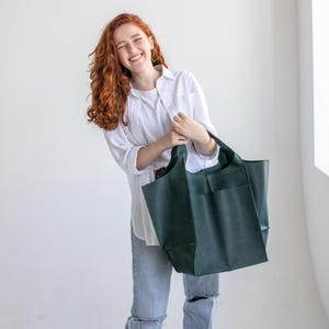 Handmade Leather Slouchy Bag for Everyday Use | Minimalist Hobo Purse Women Men image 15