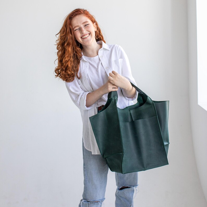Handmade Leather Slouchy Bag for Everyday Use | Minimalist Hobo Purse Women Men image 15