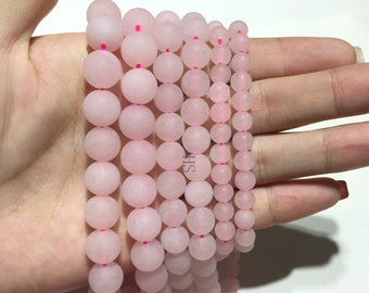 Natural Matted Pink Rose Quartz Round beads Energy Gemstone Loose Beads DIY Jewelry Making Design for Bracelet AAA Quality 4mm 6mm 8mm 10mm