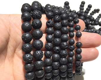 Natural Lava Round Stone Beads Healing Gemstone for Bracelet and Necklace DIY Jewelry Making & Beadwork Design AAA Quality 4mm 6mm 8mm 10mm