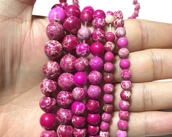 Natural Hot Pink Imperial or Sediment Jasper Round Beads Loose Bead DIY Jewelry Making Design for Bracelet Necklace AAA Quality 6mm 8mm 10mm