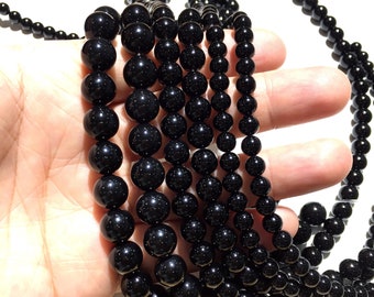 Natural Black Onyx Round Stone Beads Healing Gemstone for Bracelet Necklace DIY Jewelry Making & Beadwork Design AAA Quality 6mm 8mm 10mm