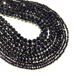 Natural Black Spinel Small Size Faceted Round Beads Healing Energy ...