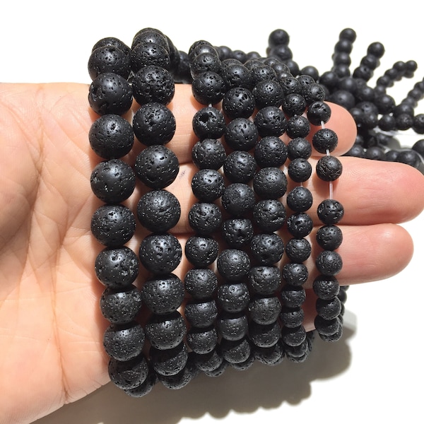 Natural Lava Round Stone Beads Healing Gemstone for Bracelet and Necklace DIY Jewelry Making & Beadwork Design AAA Quality 4mm 6mm 8mm 10mm