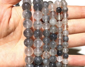 Natural Gray Cloudy Crystal Quartz Beads Healing Gemstone Loose Beads DIY Jewelry Making for Bracelet Necklace AAA Quality 4mm 6mm 8mm 10mm