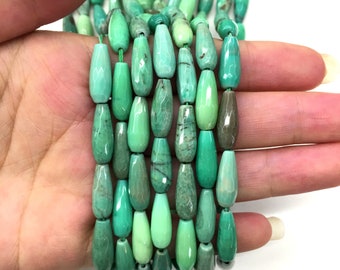 Natural Faceted Chrysoprase Chrysophrase Teardrop Tube Gemstone Loose Beads for Jewelry Making and Fashion Design AAA Quality 16inch