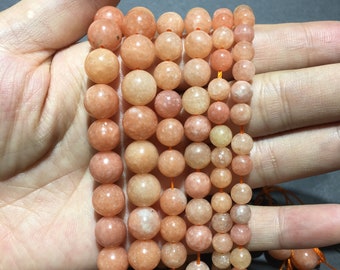 Natural Peach Calcite Round Beads Healing Gemstone Loose Beads DIY Jewelry Making Design for Bracelet Necklace AAA Quality  6mm 10mm