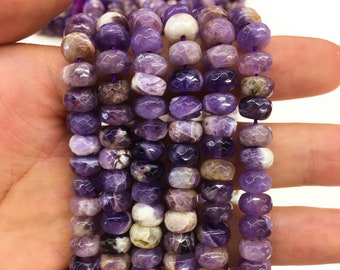 Natural Purple Dream Lace Amythest Faceted Rondelle Gemstone Bead Necklace for Jewelry Making and Design AAA Quality 16inch