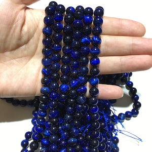 Natural Blue Tiger Eye round beads Healing Gemstone Loose Beads DIY Jewelry Making Design for Bracelet AAA Quality 4mm 6mm 8mm 10mm 12mm