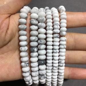 Natural Howlite Matte Rondelle Healing & Energy Stone Gemstone Loose Beads for Bracelet Necklace DIY Jewelry Making AAA Quality 4x6mm 5x8mm