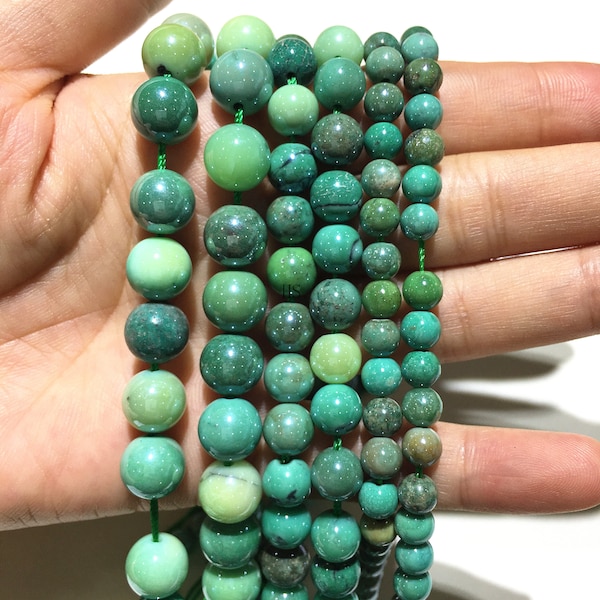 Natural AB Chrysoprase Chrysophrase Round Beads Healing Gemstone Loose Beads DIY Jewelry Making for Bracelet Necklace AAA Quality 6mm 8mm