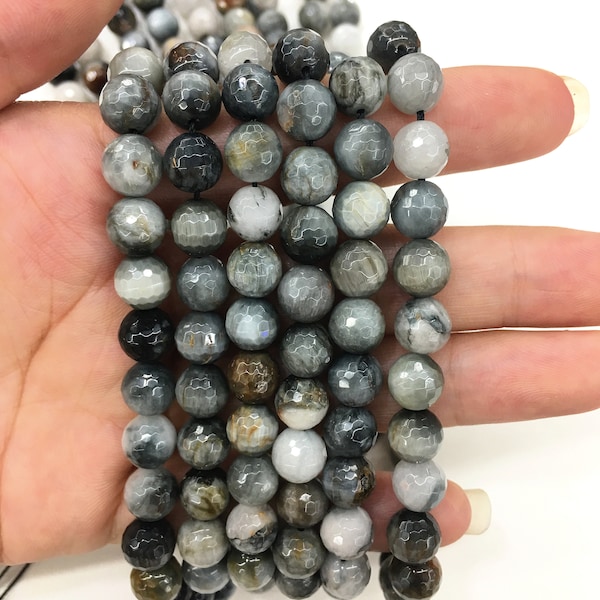 Natural Eagle's Eye or Hawk Eye Faceted beads Energy Gemstone Loose Beads DIY Jewelry Making Design for Bracelet AAA Quality 6mm 8mm 10mm