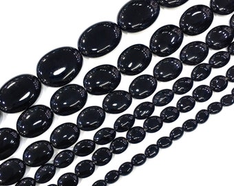 Natural Black Onyx Fine Cut Faceted Long Oval Shape Gemstone Loose Bead Necklace for Jewelry Making and Custom Design AAA Quality 16inch