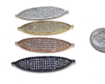 9201Y-O-314 8pcs Oxidized Silver Tone Base Metal Charm Long Oval 63x15mm