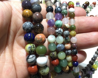 Natural Stone Beads ite Beads 160 Pieces 6mm Round Beads Loose Beads Smooth Beads for Jewelry Making Craft DIY ite Beads 6mm, 006