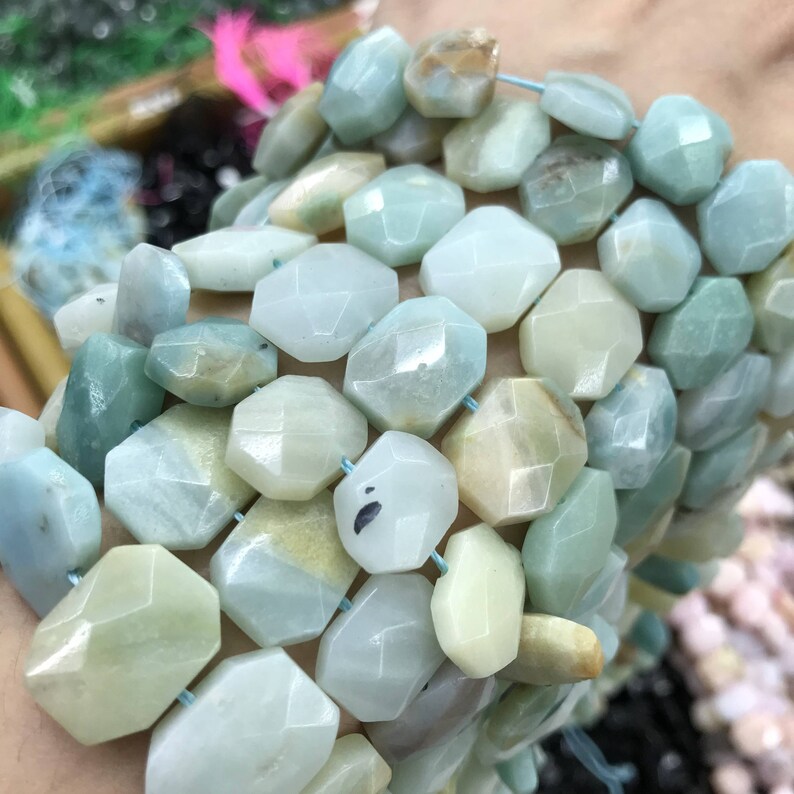 Natural Highly Polished Faceted 12x15mm Amazonite Tube Gemstone Loose Beads for Jewelry Making and Fashion Design AAA Best Quality