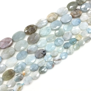 Natural  Aquamarine Mixed Blue Color Faceted Oval Shape Gemstone Loose Beads for Jewelry Making and Fashion Design AAA Quality 16inch
