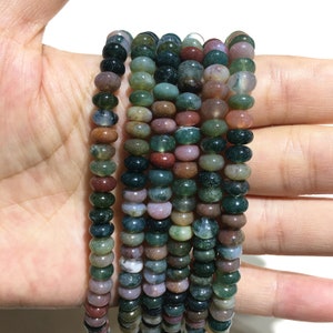 Natural Green Indian Agate Rondelle Healing & Energy Stone Gemstone Loose Beads for Bracelet Necklace Jewelry Design AAA Quality 4x6mm 5x8mm