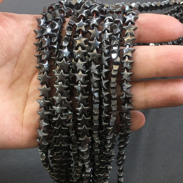 6MM 8MM Natural Hematite Gemstone Star Beads Healing Energy Loose Beads DIY Jewelry Making Design for Bracelet Necklace  AAA Quality