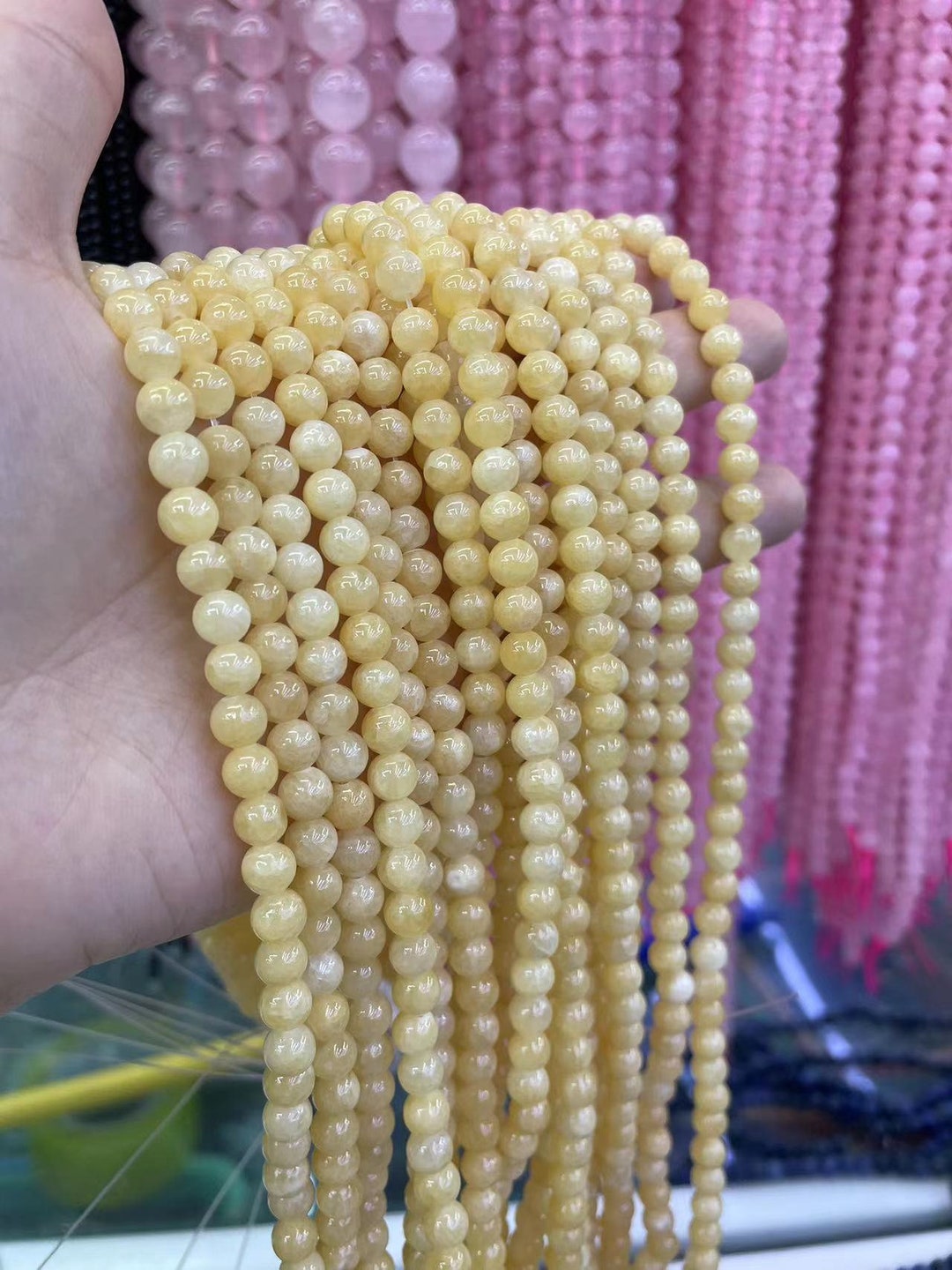 Natural Pale Brown Jade Bead Healing Energy Gemstone Loose Beads DIY