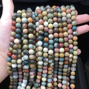 Natural Alashan Jasper Stone Round Smooth Bead Healing Gemstone Loose Bead DIY Jewelry Making for Bracelet Necklace AAA Quality 6mm 8mm 10mm