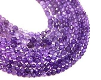 Natural Amethyst Small Size Faceted Round Beads Energy Gemstone Loose Beads DIY Jewelry Making Design for Bracelet AAAAA Quality 2mm 3mm 4mm