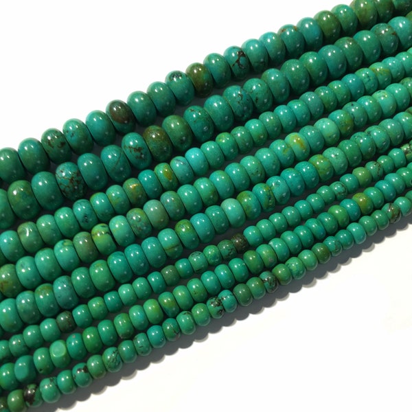 Natural Green Turquoise Rondelle Energy Healing Gemstone Loose Beads for Bracelet Necklace Jewelry Making & Design AAA Quality 4x6mm 5x8mm