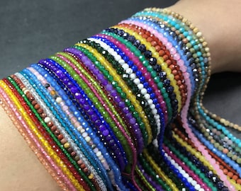 2/3/4MM kleine facettierte runde Perlen Energie Edelstein lose Perlen DIY Schmuckherstellung Design für Armband Halskette Vollstrang AAA Qualität